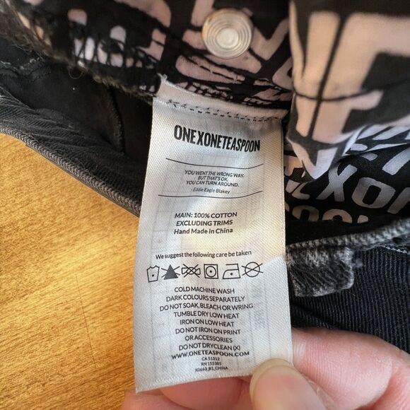 One x One Teaspoon Vanguard Raw Hem Distressed Denim Skirt In Raven Women's 30 - Picture 8 of 11